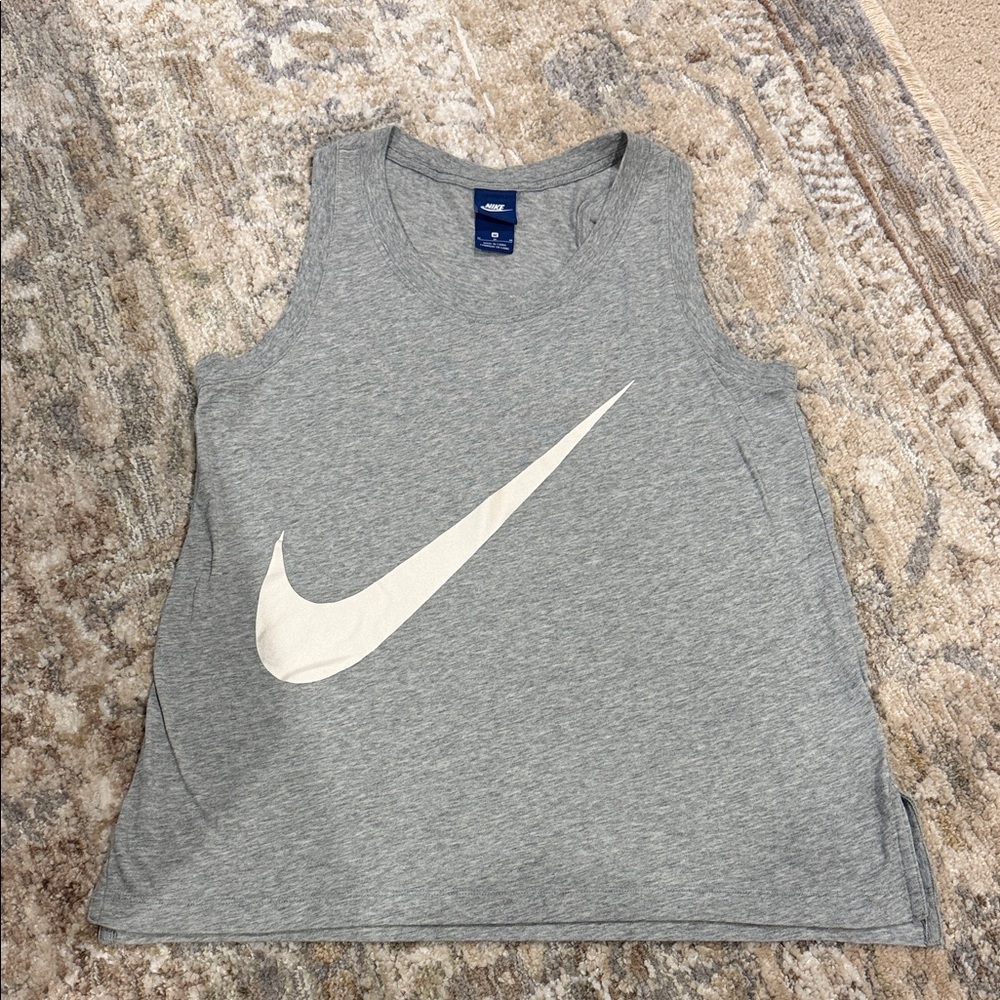 Nike Heather Gray Tank with White Logo